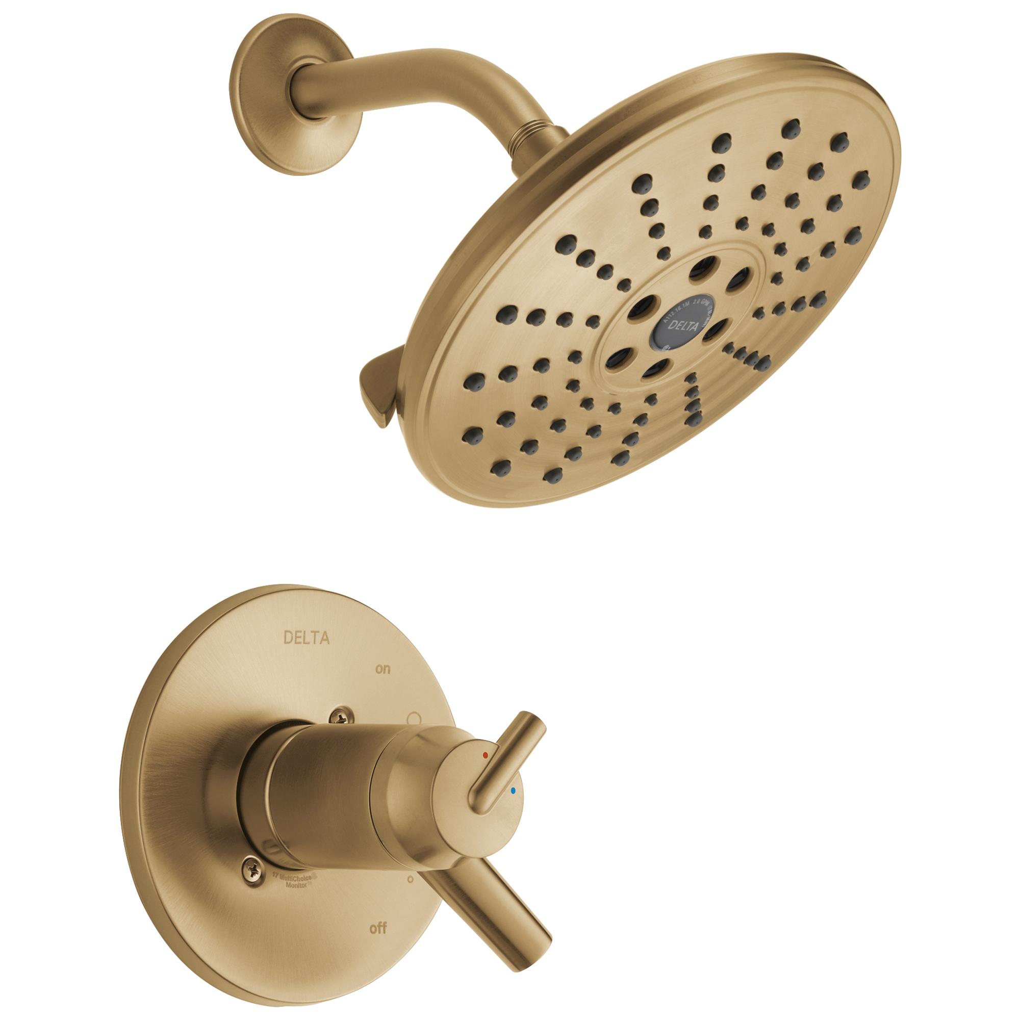 delta® 17T Series T17T259-CZH2O Shower Trim, Brass, Champagne Bronze, 2-Handle -Handle, 1.75 gpm