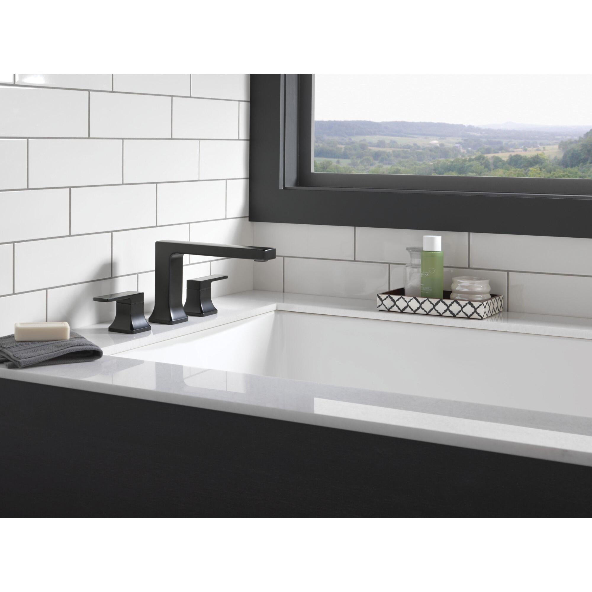 DELTA® Velum™ T2737-BL Roman Tub Trim, 3-Faucet Hole, Matte Black, 2-Handle thumbnail 2