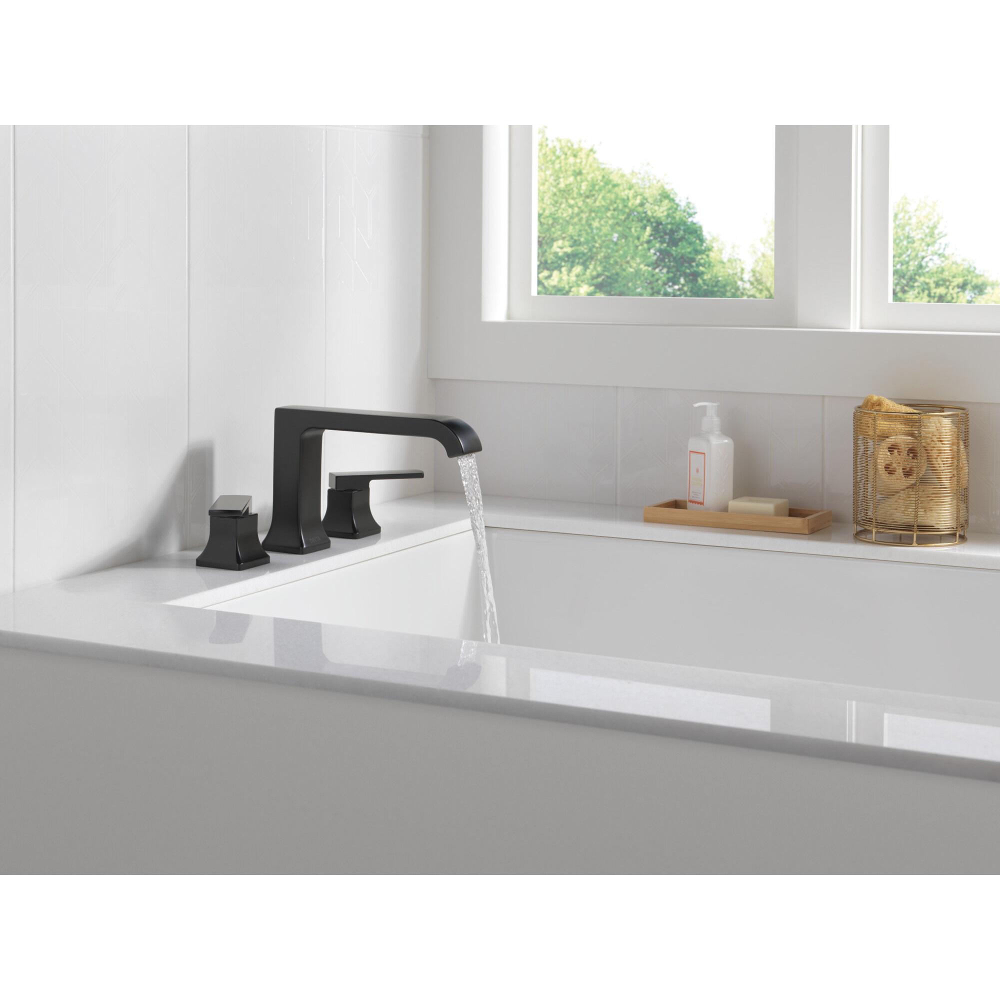 DELTA® Velum™ T2739-BL Roman Tub Trim, 3-Faucet Hole, Matte Black, 2-Handle thumbnail 3