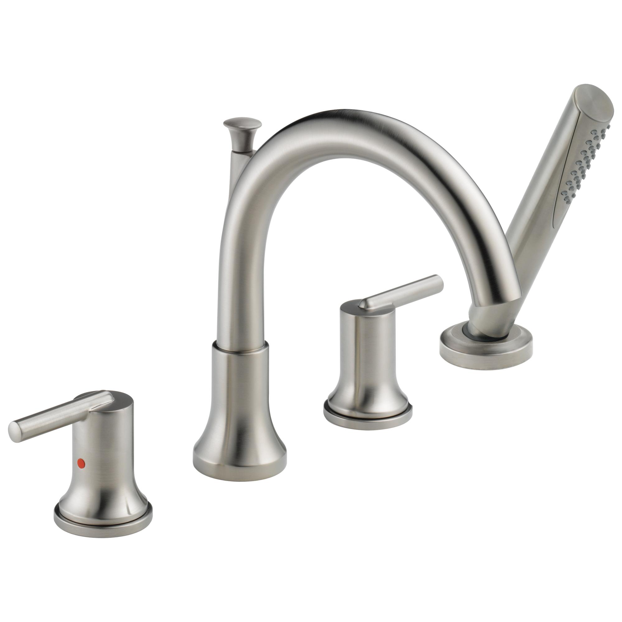 DELTA&reg; T4759-SS Trinsic&reg; Roman Tub Trim, 2, 8 to 16 in Center, Brilliance&reg; Stainless Steel, 2 Handles, Hand Shower Yes/No: Yes, Domestic, Residential