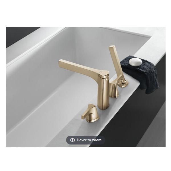 DELTA® Zura® T4774-CZ Roman Tub, 4 -Faucet Hole, Metal, Champagne Bronze, 2-Handle -Handle, 1.75 gpm