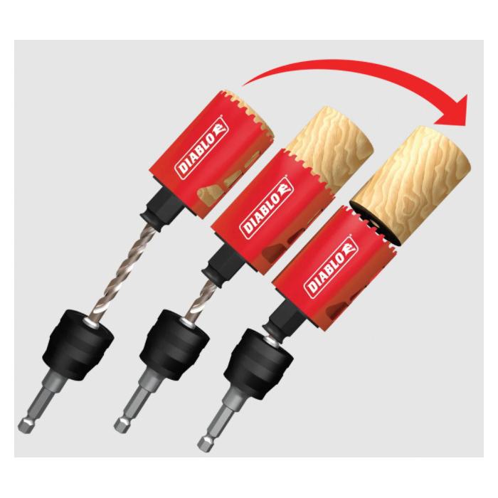 DIABLO® DHS09SGP Hole Saw Set, 7/8 to 2 in Dia Saw, 7/16 in Arbor Hole, 2-3/8 in D Cutting, 5-Hole Saw, 9-Piece thumbnail 4
