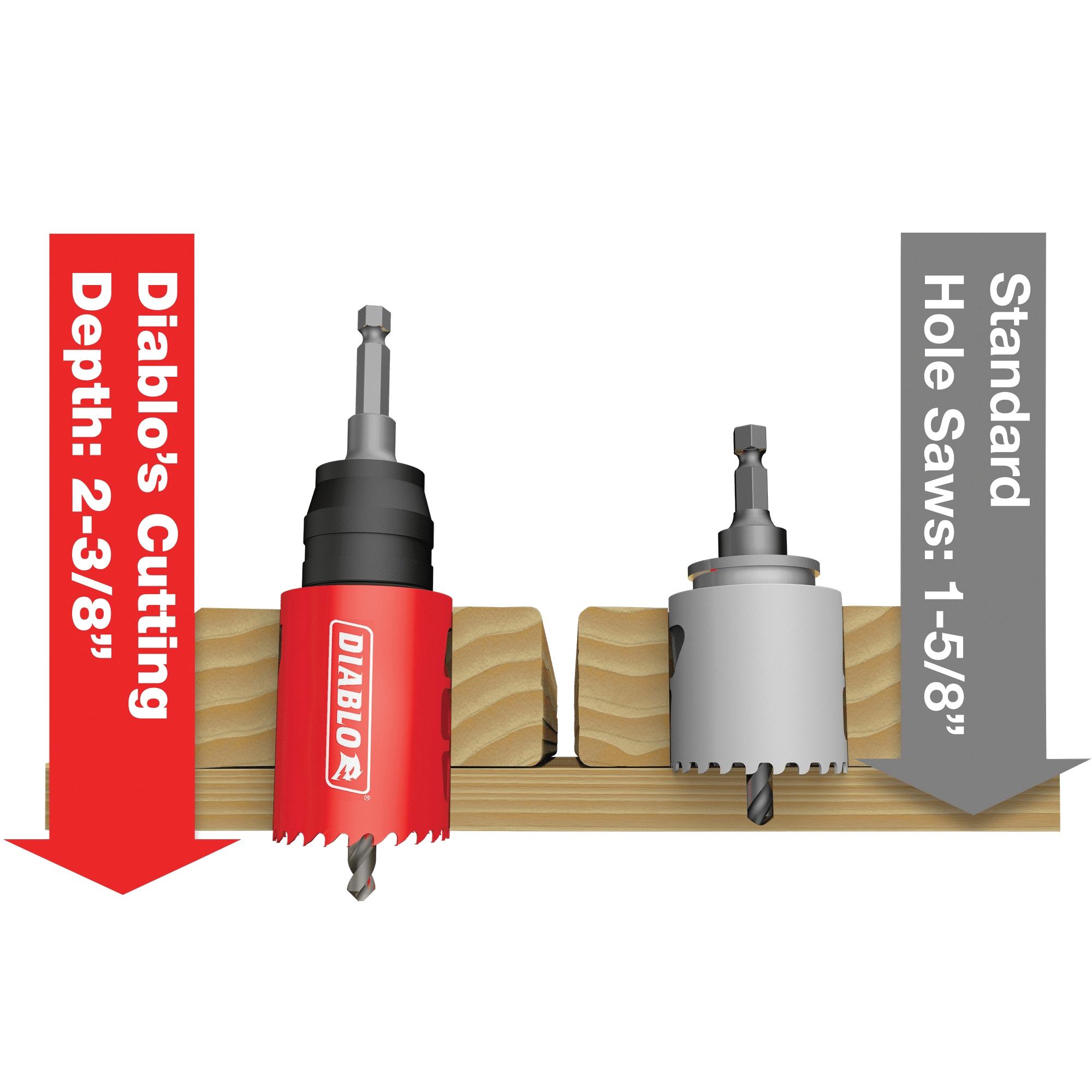 DIABLO® DHS2250CT General Purpose High Performance Hole Saw, 2-1/4 in Dia Saw, 3/8 in Arbor Hole, 2-3/8 in D Cutting thumbnail 2