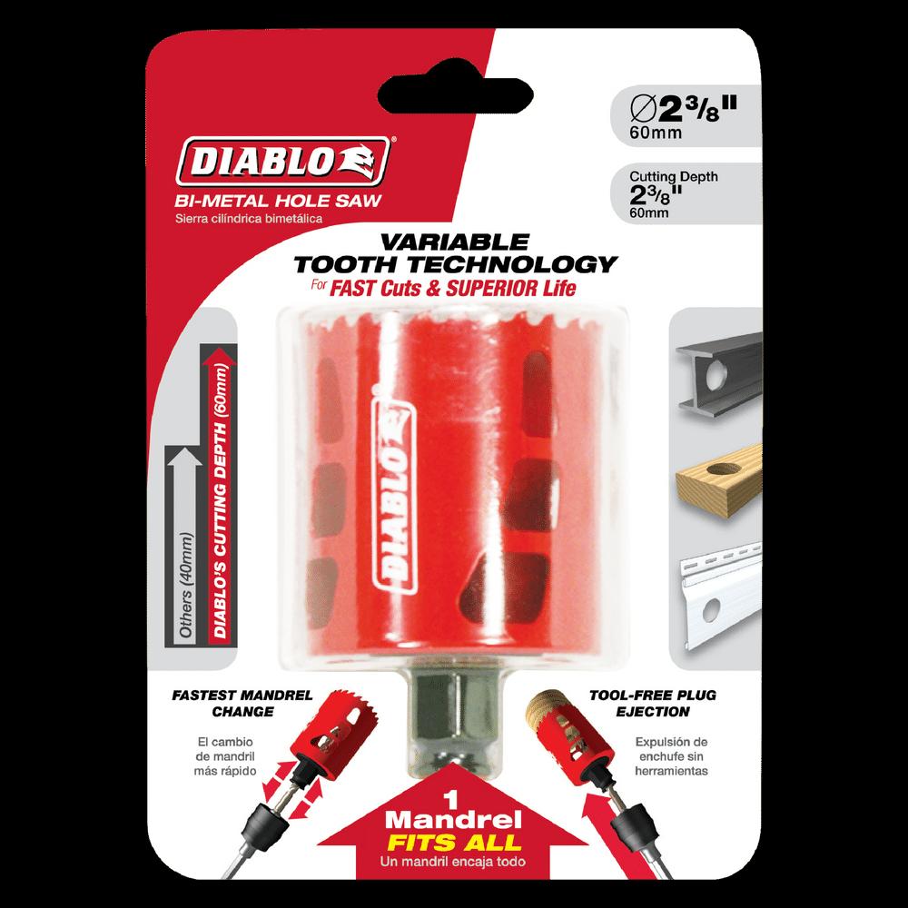 DIABLO® DHS2375 Hole Saw, 2-3/8 in Dia Saw, 3/8 in Arbor Hole, 2-3/8 in D Cutting, Bi-Metal Body thumbnail 4