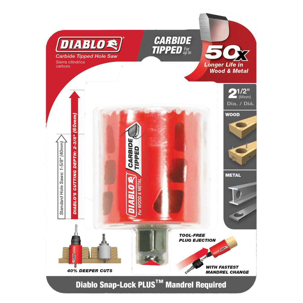DIABLO® DHS2500CT General Purpose High Performance Hole Saw, 2-1/2 in Dia Saw, 3/8 in Arbor Hole, 2-3/8 in D Cutting thumbnail 4