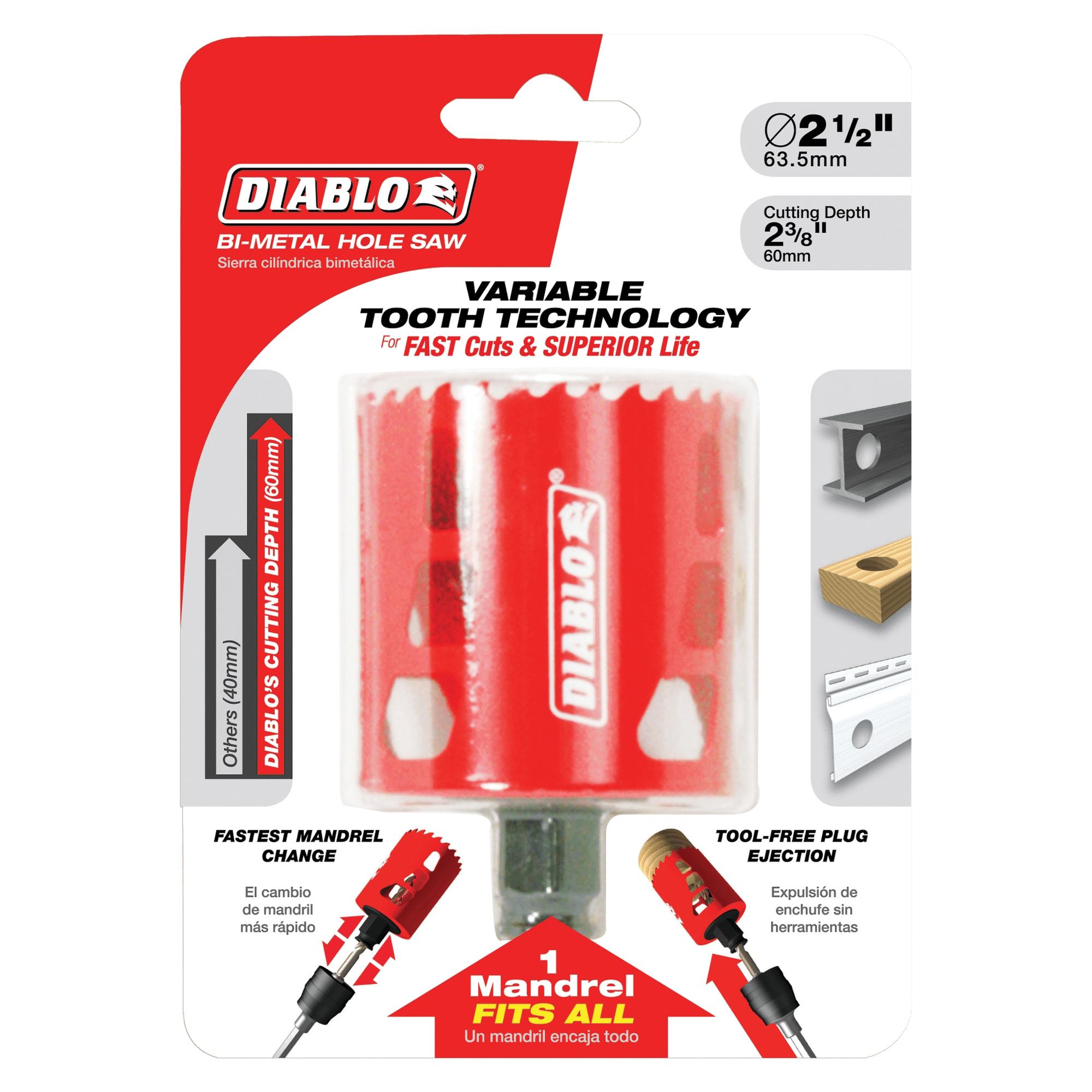 DIABLO® DHS2500 High Performance Hole Saw, 2-1/2 in Dia Saw, 3/8 in Arbor Hole, 2-3/8 in D Cutting, HSS Tooth thumbnail 2