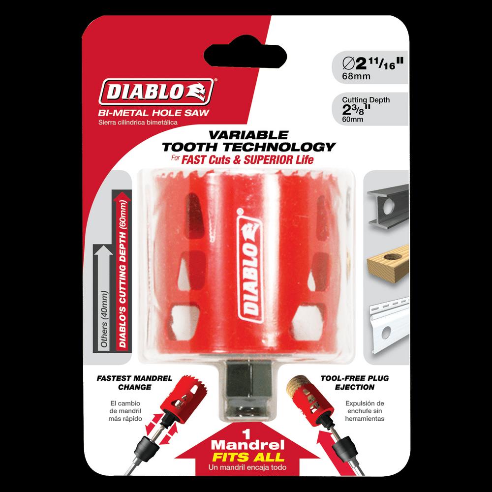DIABLO® DHS2687 Hole Saw, 2-11/16 in Dia Saw, 3/8 in Arbor Hole, 2-3/8 in D Cutting, Bi-Metal Body thumbnail 2
