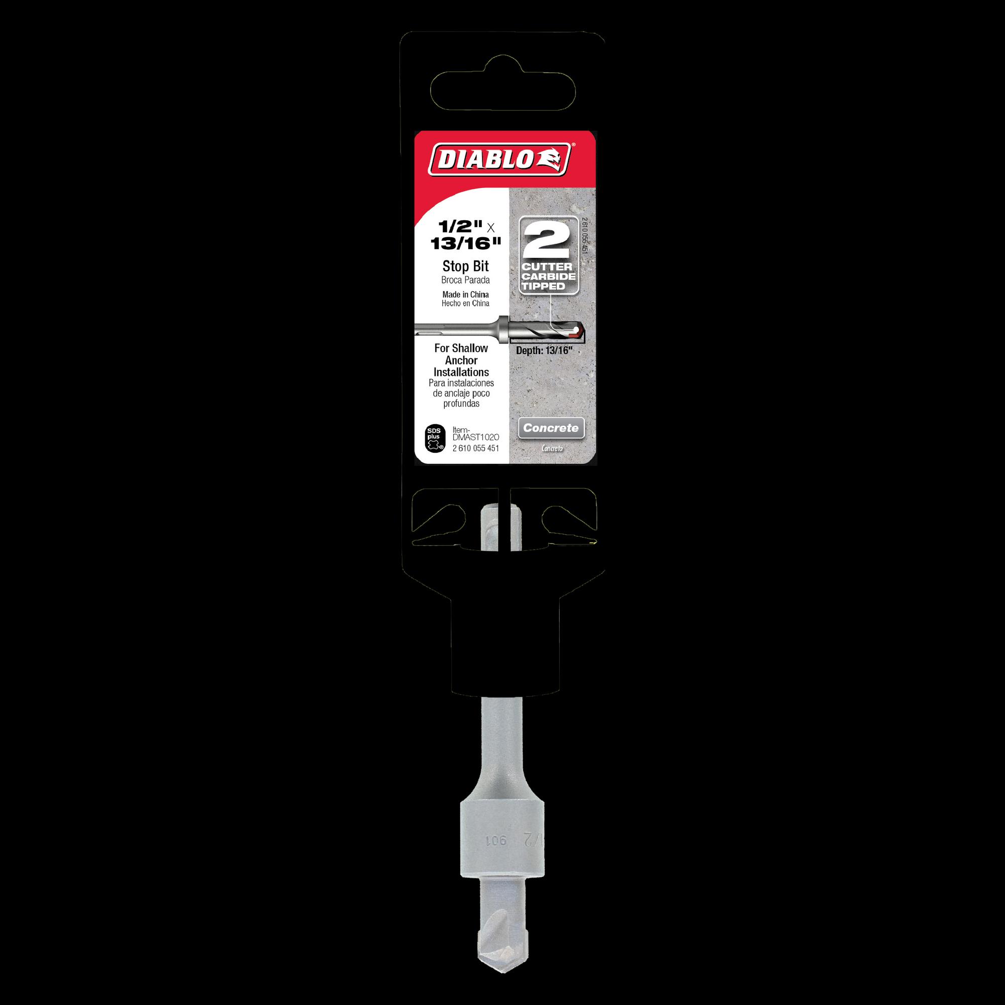 DIABLO® DMAST1020 Hammer Stop Bit, 1/2 in Drill, 2 -Cutter Head, SDS-Plus® Shank, Carbide