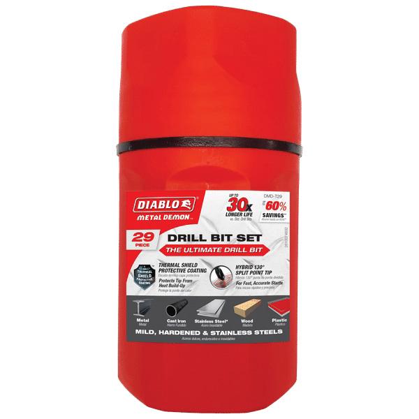 DIABLO® Metal Demon™ DMD-T29 Drill Bit Set, 1/16 in Min Drill Bit, 1/2 in Max Drill Bit, 130 deg Point, 29 -Piece