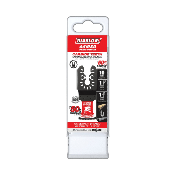 DIABLO&reg; AMPED&trade; Demo Demon&trade; DOU125CGP10 Oscillating Blade, 1-1/2 in L Blade, 1‑1/4 in W Blade, Carbide Blade, 10-Piece