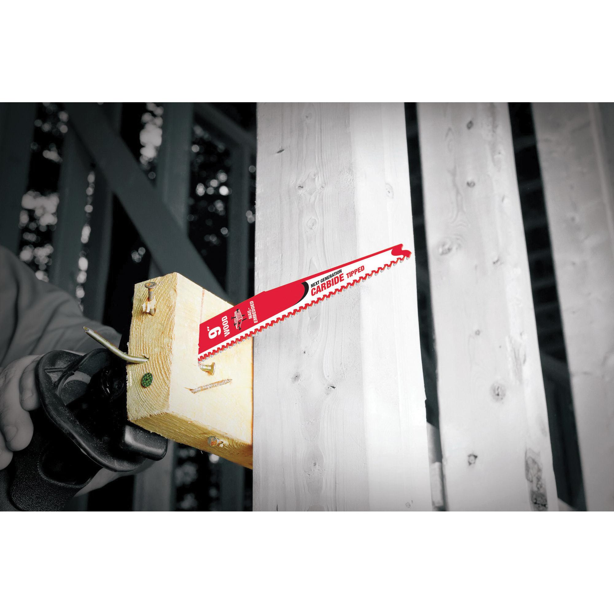 DIABLO® DS0906CWS Reciprocating Saw Blade, 9 in L, 1 in W, Variable Pitch Teeth, 5/7 TPI, Carbide Cutting Edge thumbnail 2
