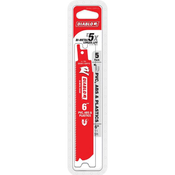 DIABLO® DS0611BPFG5 Reciprocating Saw Blade, 6 in L, 11 TPI TPI, Bi-Metal Blade