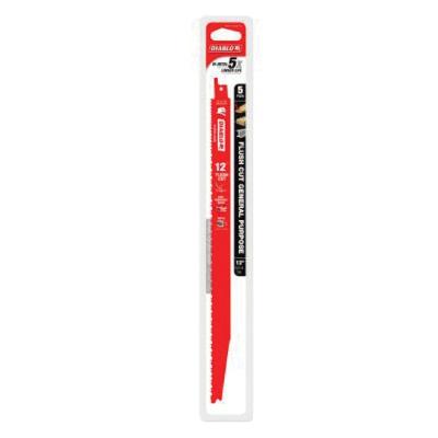 DIABLO® DS1214AFC5 Reciprocating Saw Blade, 12 in L, 1 in W, Curved, Flush, Straight Cut, 10 to 14 TPI