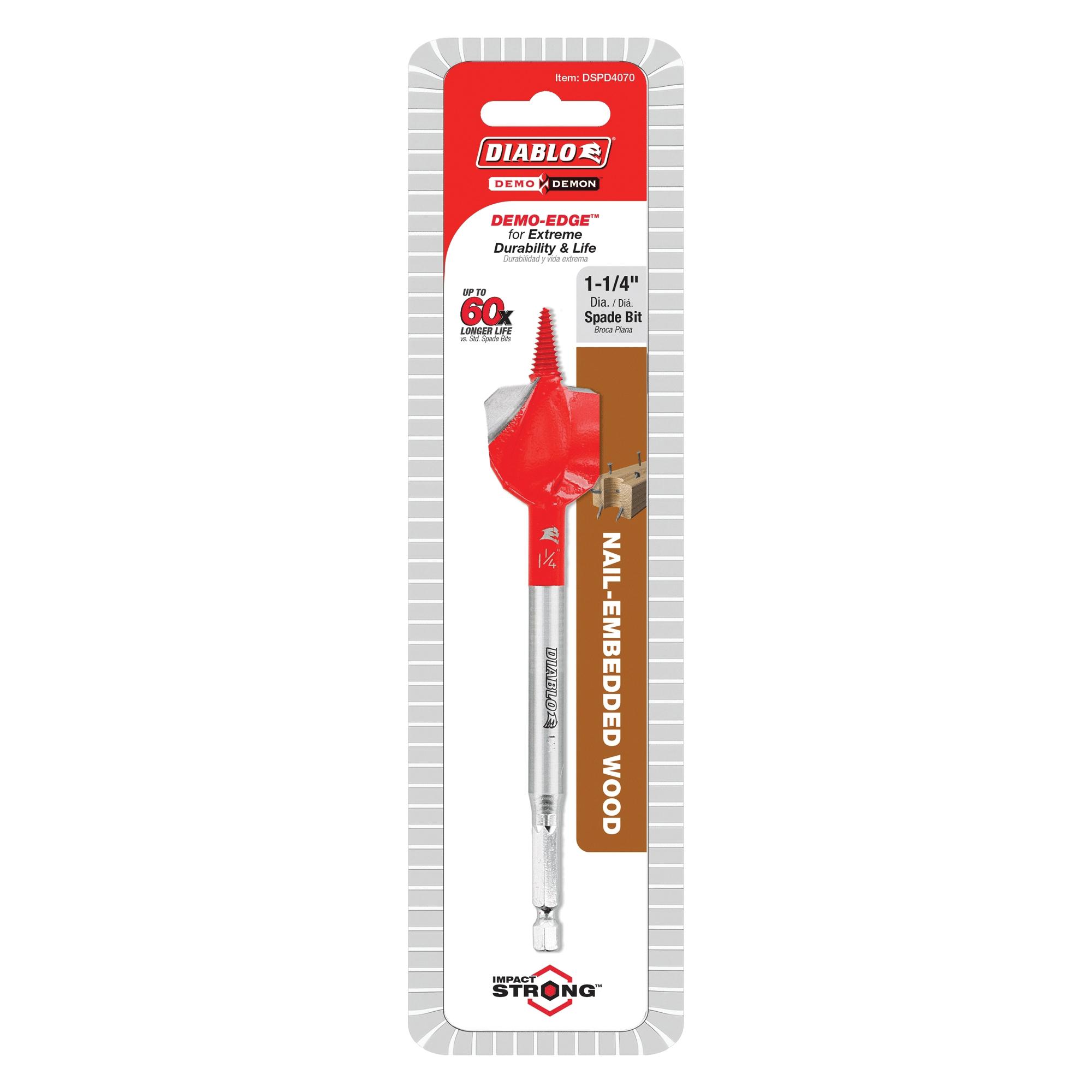 DIABLO® Demo Demon™ DSPD4070 Spade Drill Bit, 1-1/4 in Drill Fraction, 6 in OAL