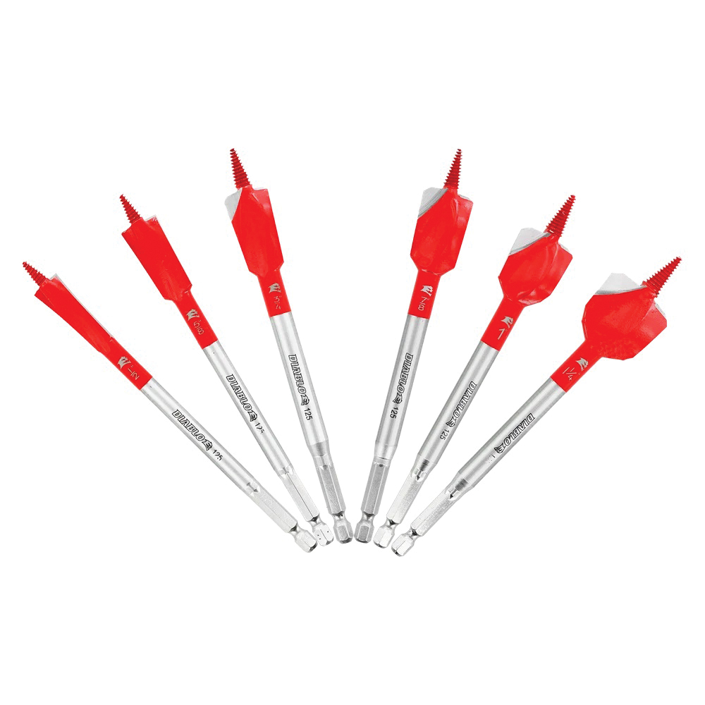DIABLO&reg; Demo Demon&trade; DSPD4920-S6 Spade Bit Set, 1/2 in Min Drill Bit, 1-1/4 in Max Drill Bit, 6 -Piece, HSS