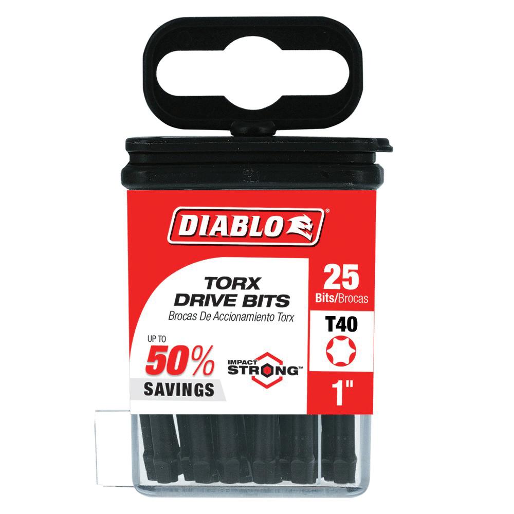 DIABLO® DT401P25 Drive Bit, Torx Point, T40 Point, 1 in OAL, 1/4 in Shank, High-Speed Steel