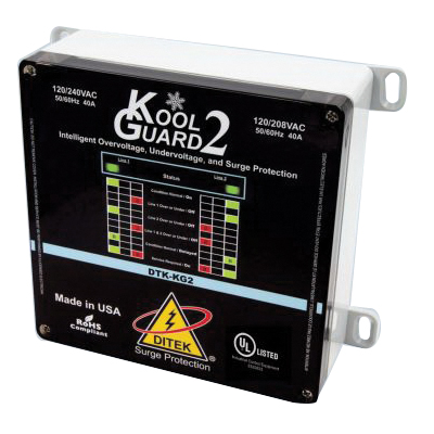 DITEK® Kool Guard 2 Series DTK-KG2 Intelligent Voltage Monitoring, 120/240 VAC, 40 A, NPT Terminal