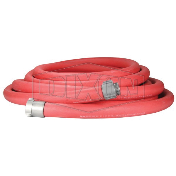 DIXON 15B15-100RBF Non-Collapsible Fire and Utility Hose, 1-1/2 in Nominal, 100 ft L, NST (NH), 200 psi, Red