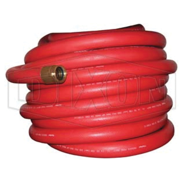 DIXON 15B15-75RBF Fire and Utility Hose, 1-1/2 in Nominal, 75 ft L, Female x MNST (NH), 200 psi, Red