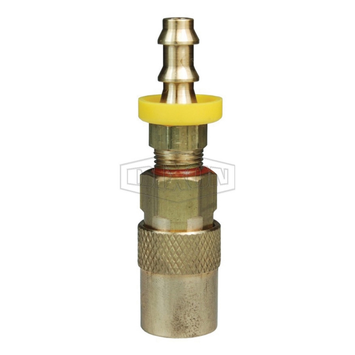DIXON CM Series 2CMB2-B-E Industrial Mold Interchange Unvalved Push-Loc Coupler, 1/4 in Quick Disconnect x 1/4 in, Brass