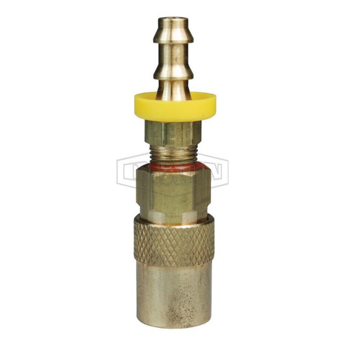 DIXON CM Series 3CMB3-B-E Industrial Mold Interchange Unvalved Push-Loc Coupler, 3/8 in Quick Disconnect x 3/8 in, Brass