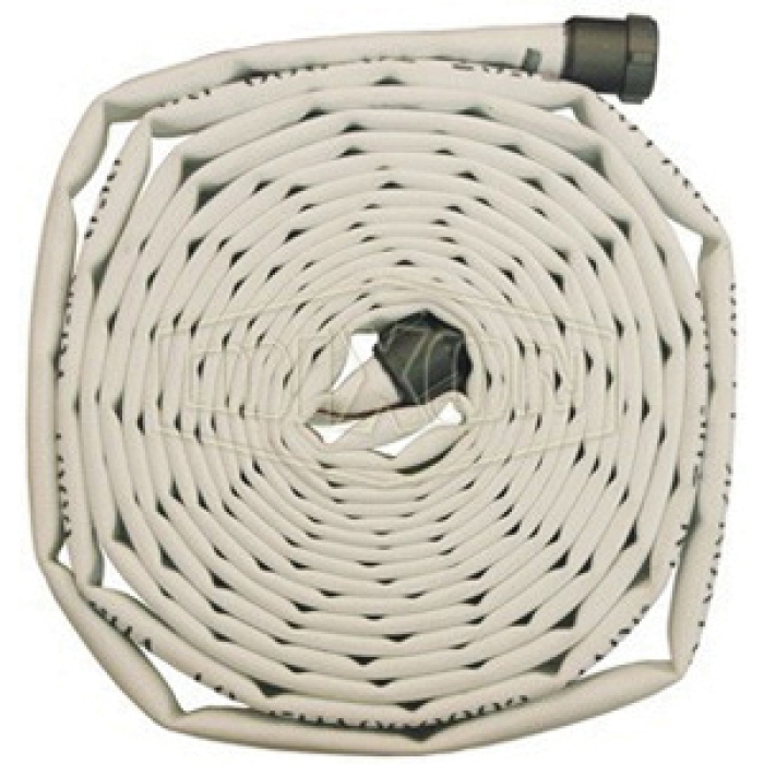 DIXON A515-100RBF 500# Fire Hose, 1-1/2 in Nominal, 100 ft L, NST (NH), 225 psi, EPDM Tube, White
