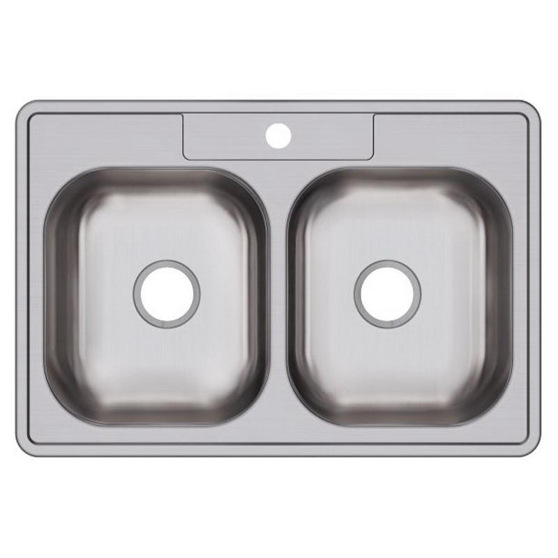 Elkay® D233221 Kitchen Sink, 1-Hole, 300 Stainless Steel, Satin, Domestic thumbnail 3