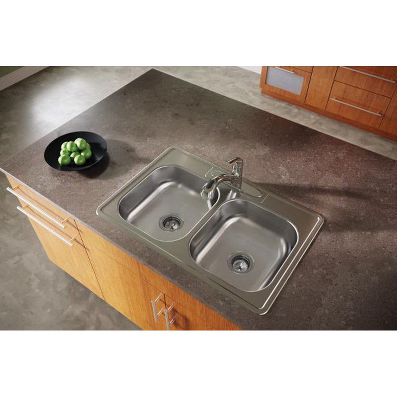 Elkay® D233221 Kitchen Sink, 1-Hole, 300 Stainless Steel, Satin, Domestic thumbnail 4