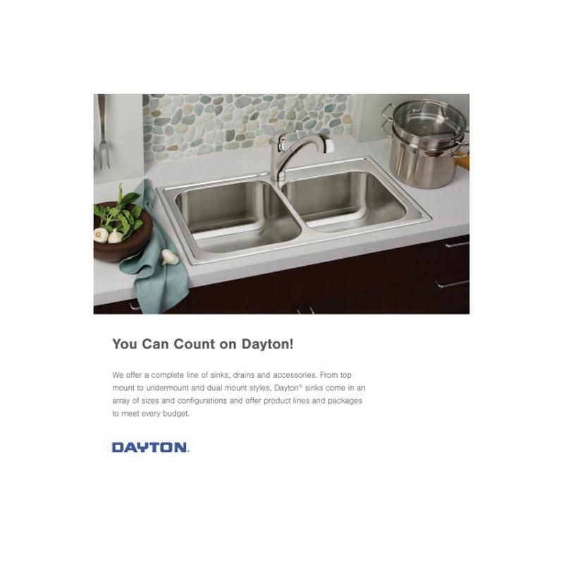 Elkay® D233221 Kitchen Sink, 1-Hole, 300 Stainless Steel, Satin, Domestic thumbnail 2