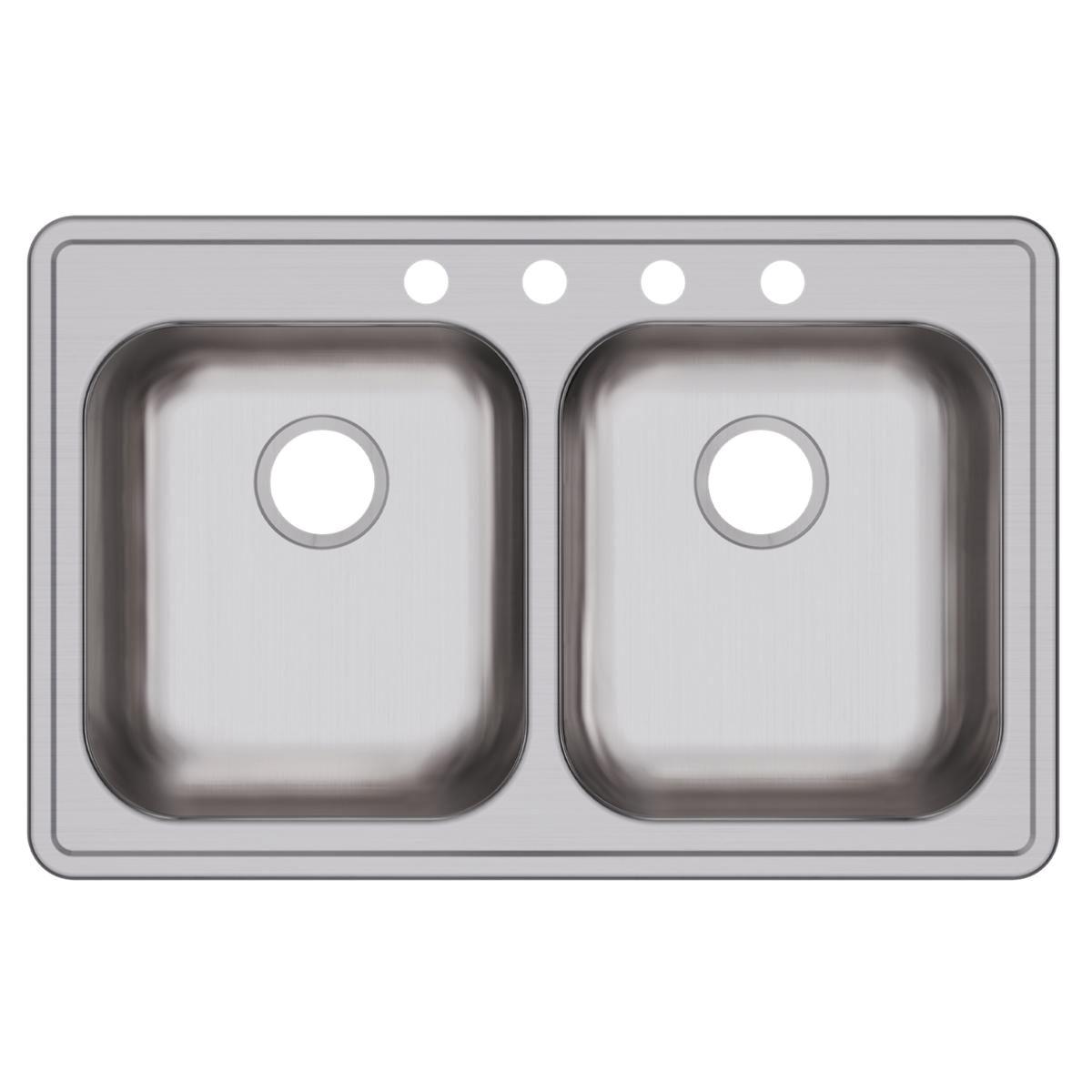 Elkay® Dayton GE233214 Drop-In Sink, Rectangular, 4 -Hole, Stainless Steel, Satin, Domestic