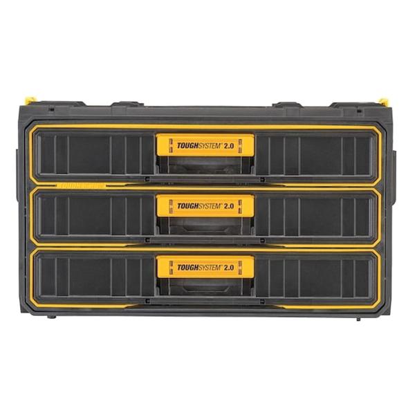 DeWALT® TOUGHSYSTEM® 2.0 DWST08330 Drawer Unit, 12.4 in W, 12.7 in H, 3-Drawer, Black/Yellow, Carry Handle thumbnail 2