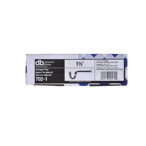 Dearborn® 702-1 P-Trap, 1-1/2 in Nominal, Slip Joint, Brass, Chrome-Plated, Domestic thumbnail 2