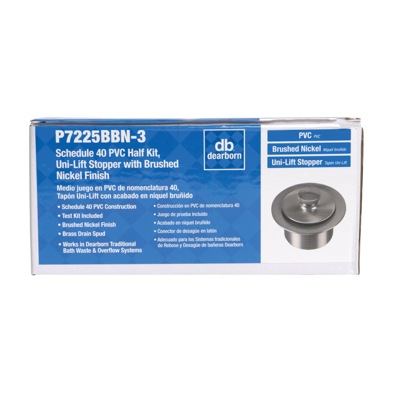 Oatey® PVC Uni-Lift Waste and Overflow Half Kit, Brushed Nickel