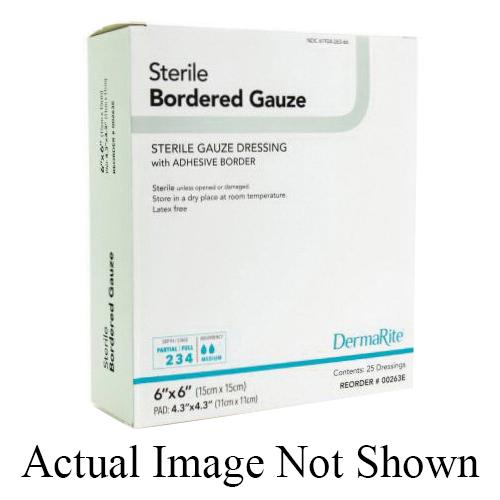 DermaRite® 11480 Gauze Dressing, 4 in W, 8 in L, Rectangular, Gauze, White, Sterile, Latex-Free