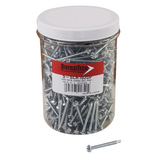 DiversiTech&reg; 5-SCR102DP Screw, #10 x 2 in Thread, Hex Washer Head, Steel
