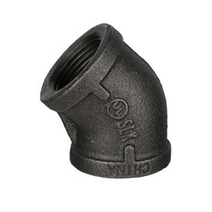 DiversiTech&reg; BPF-06 45 deg Elbow, 1 in FPT x 1 in FPT, Iron, Black, 150 lb