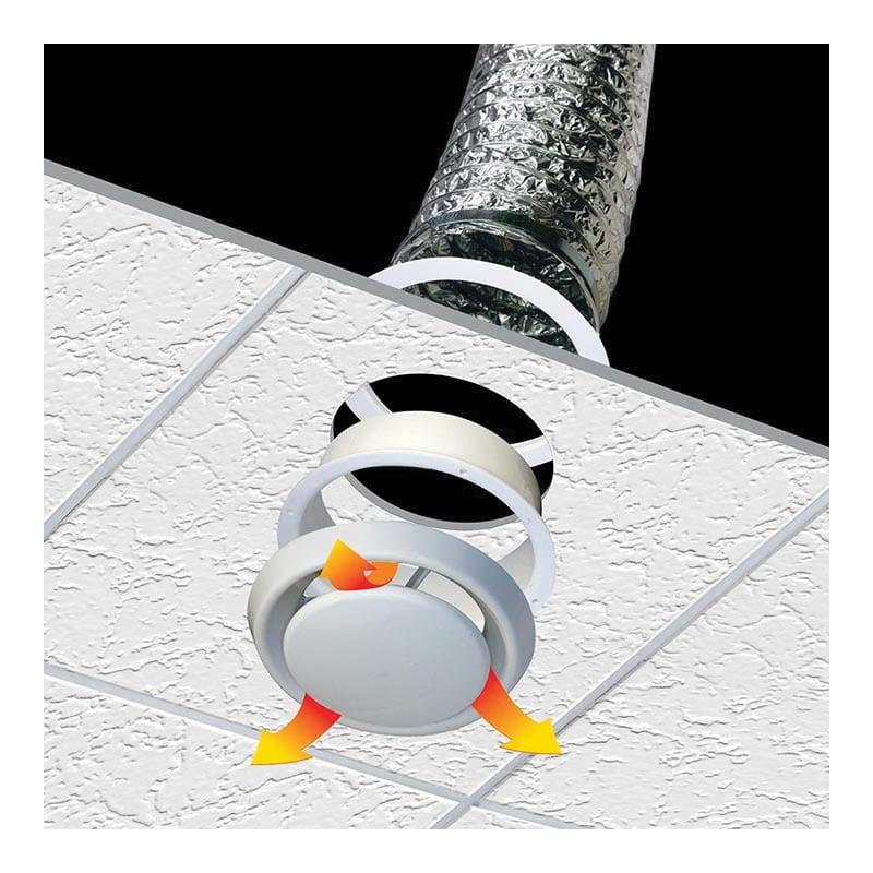 Dundas Jafine DF4PX Air Diffuser, 4 in, 6 in, 7-3/4 in W, 2-3/4 in H, 6 in Dia, Polypropylene, Smooth, White thumbnail 3