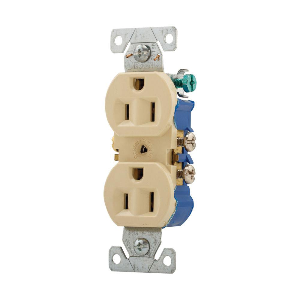 EATON 270V Duplex Receptacle, 125 VAC, 15 A, 2 -Pole, 3 -Wire, Ivory, NEMA 5-15R thumbnail 2