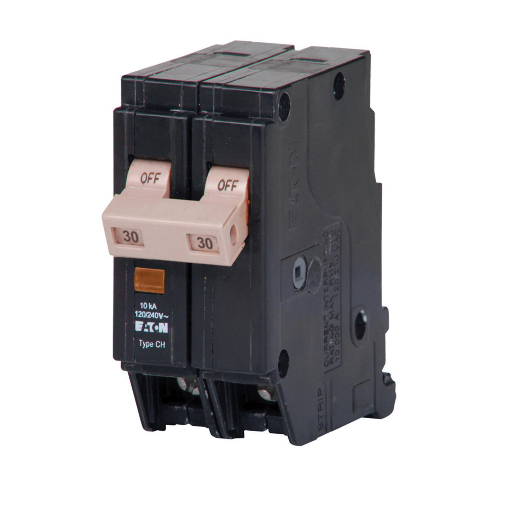 EATON CHF230 Circuit Breaker, 120/240 V, 30 A, 10000 A Interrupt, 2-Pole, Trip Flag, Thermal Magnetic Trip