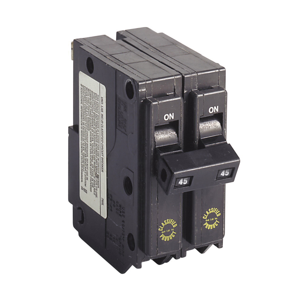 EATON CHQ245 Ground Fault Circuit Breaker, 120/240 V, 45 A, 10 kA Interrupt, 2-Pole, Common, Thermal Magnetic Trip