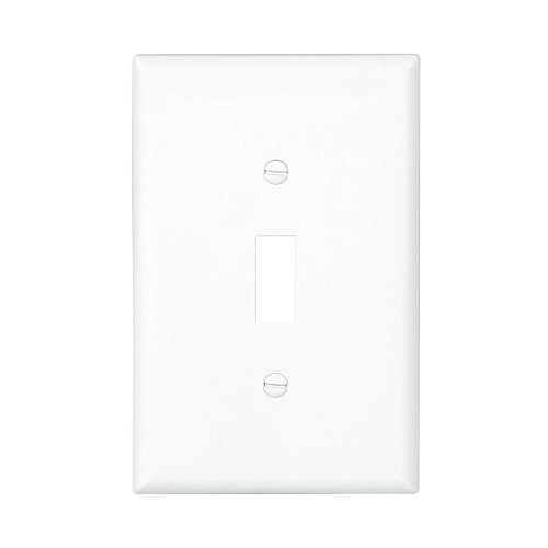 EATON PJ1W Mid-Size Toggle Switch Wallplate, 3.12 in W, 1-Gang, Polycarbonate, White