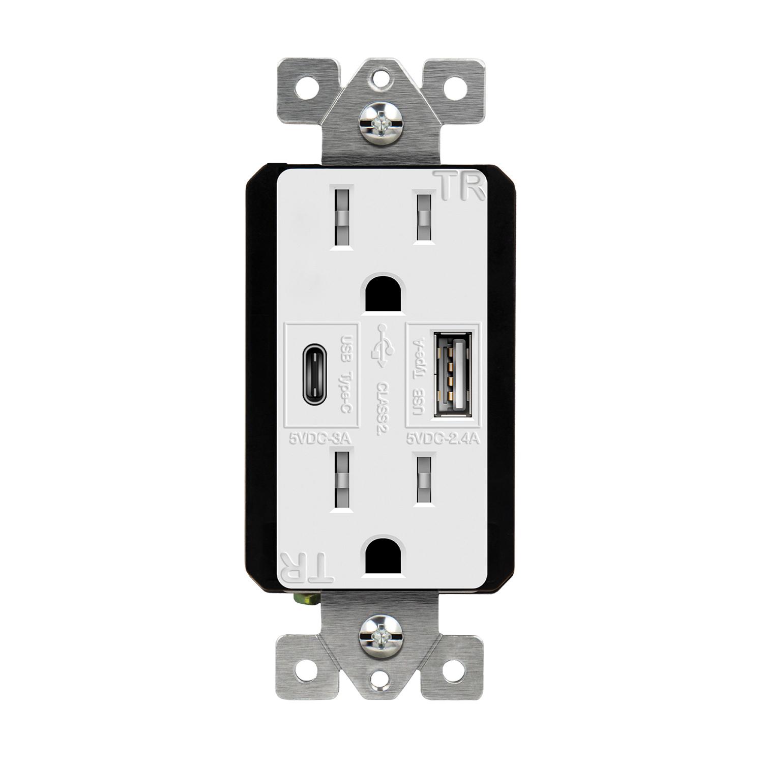 Enerlites 61501-TR2USB-1A1C-W