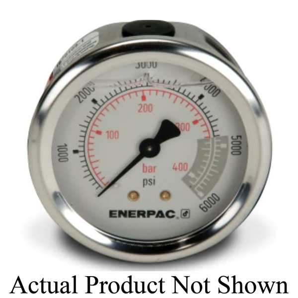 ENERPAC® 1534R Hydraulic Pressure Gauge, 1-1/2 in Dial, +/-1.5 % Accuracy, 1/8 in Connection, 6000 psi Pressure