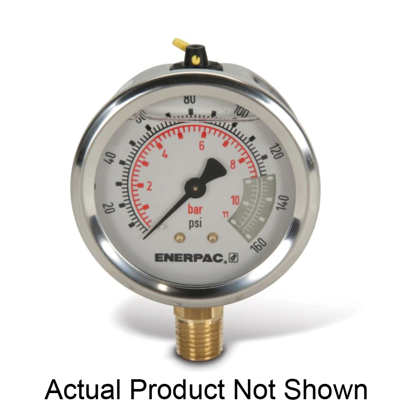 ENERPAC® G Series G2509L Hydraulic Pressure Gauge, 2-1/2 in Dial, 0 to 100 psi Measuring Range, +/-1.5 % Accuracy
