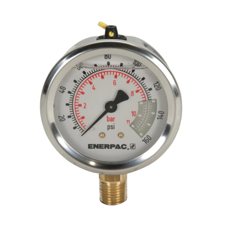 ENERPAC® G Series G2510L Hydraulic Pressure Gauge, 2-1/2 in Dial, 0 to 160 psi Measuring Range, +/-1.5 % Accuracy