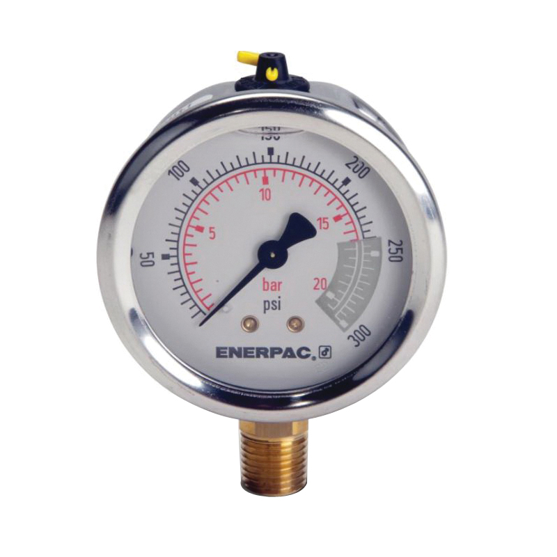 ENERPAC® G Series G2512L Hydraulic Pressure Gauge, 2-1/2 in Dial, 0 to 300 psi Measuring Range, +/-1.5 % Accuracy