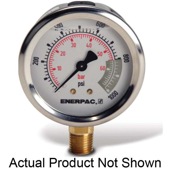 ENERPAC® G Series G2513L Hydraulic Pressure Gauge, 2-1/2 in Dial, 0 to 600 psi Measuring Range, +/-1.5 % Accuracy
