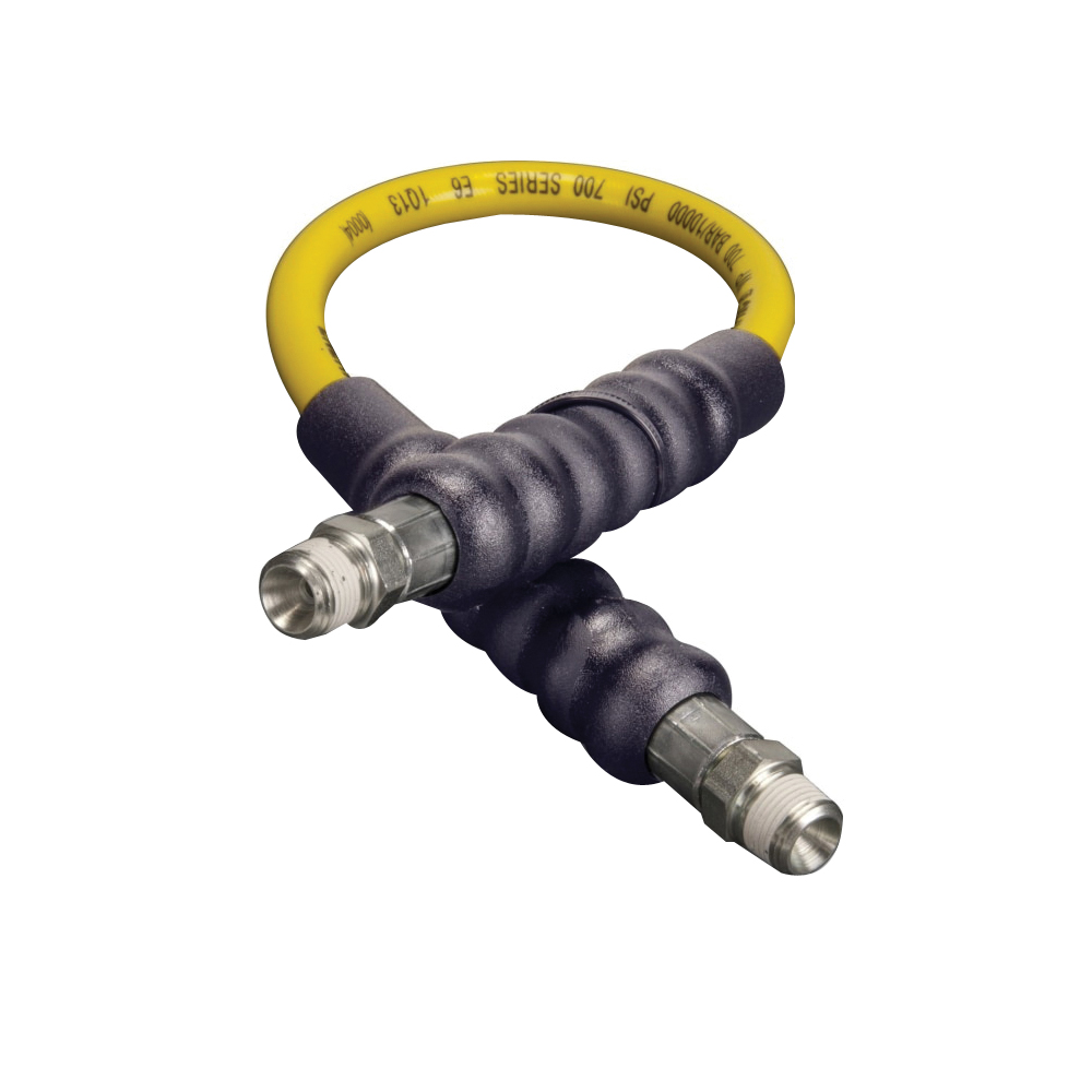 ENERPAC® H700 H7202 High Pressure Hydraulic Hose, 1/4 in ID, 2 ft L, 10000 psi Pressure, Thermoplastic Tube, Yellow