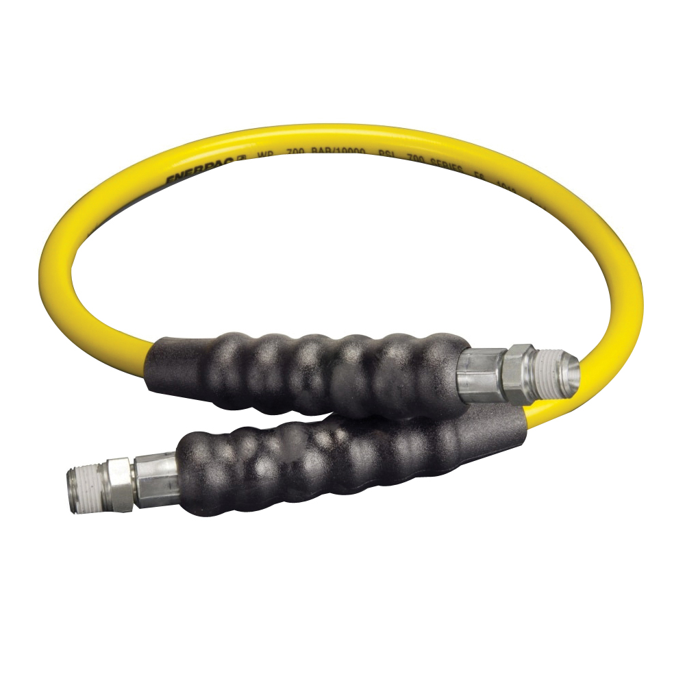 ENERPAC® H700 H7203 High Pressure Hydraulic Hose, 1/4 in ID, 3 ft L, 10000 psi Pressure, Thermoplastic Tube, Yellow