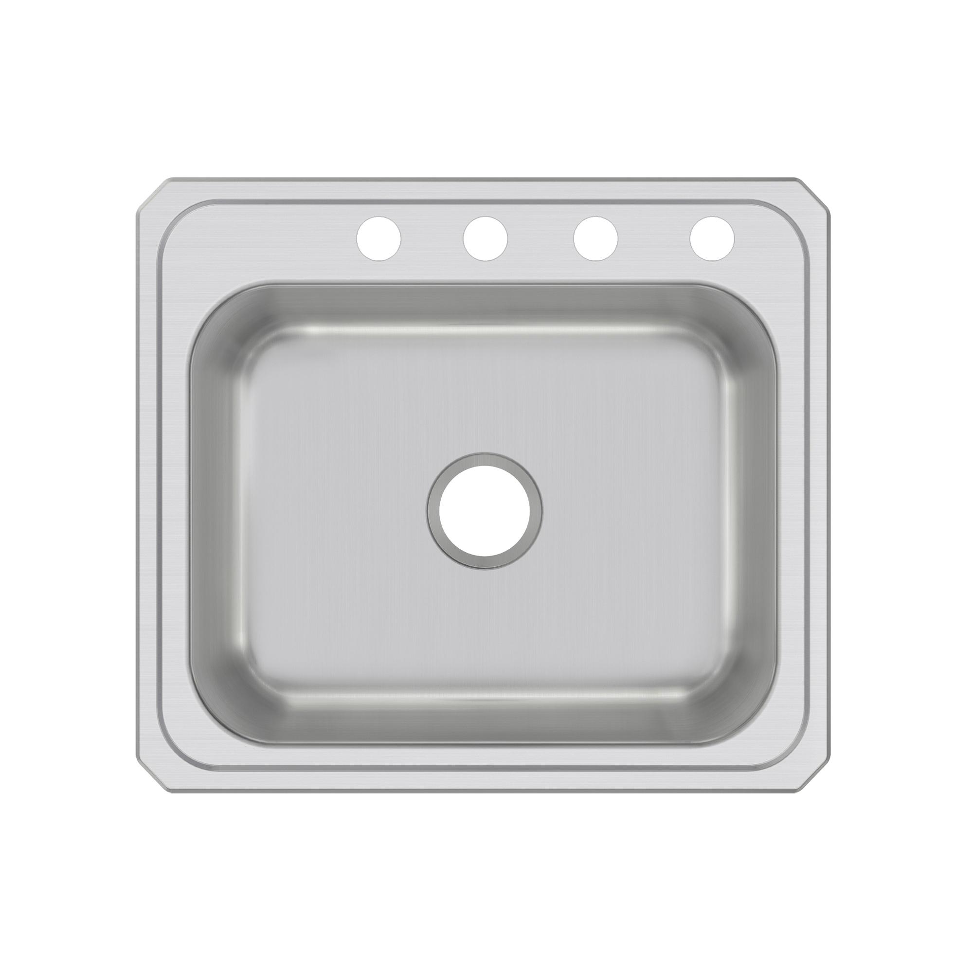 Elkay® Celebrity CR25224 Sink, Rectangular, 4 -Hole, Stainless Steel, Brushed Satin, Domestic